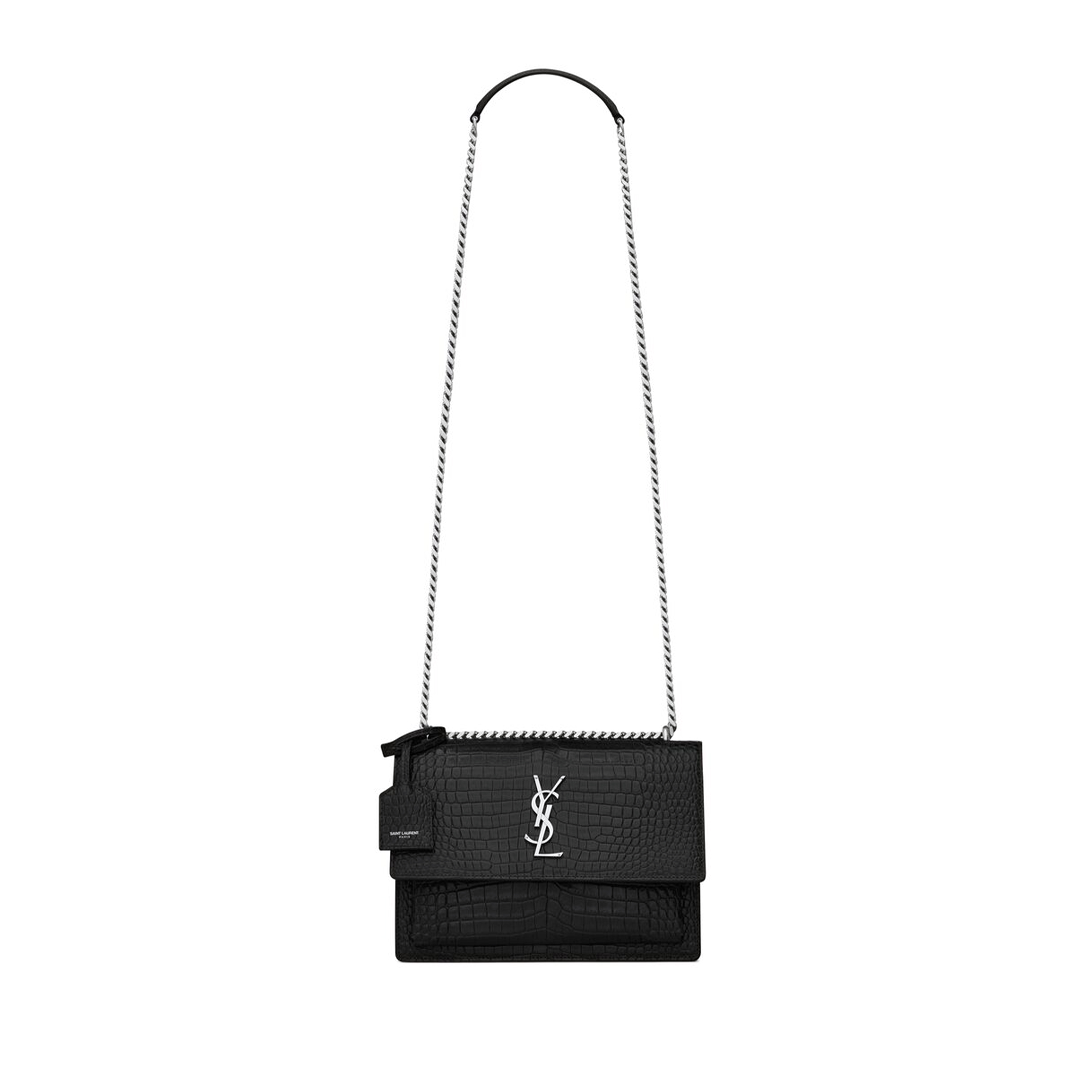 YSL SUNSET MEDIUM IN CROCODILE-EMBOSSED LEATHER 442906DND0N1000 (22*16*6.5cm)